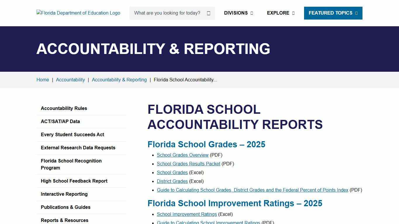 Florida School Accountability Reports